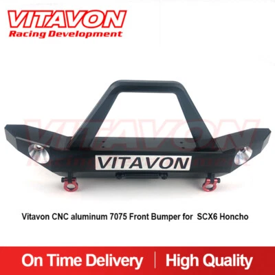 Vitavon CNC Aluminum 7075 Front Bumper for  Axial SCX6 Trail Honcho 1/6 Black - Image 1 of 4