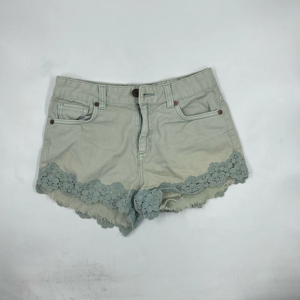 Pantalones Cortos Denim Refuge Para Mujer Encaje Dobladillo Talla 2 Verde 100% Algodón Deshilachado Informal Corto Foto 1 de 4