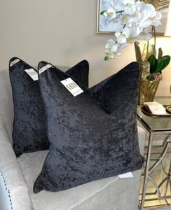 2-NWT CALLISTO HOME BLACK CHENILLE VELVET THROW PILLOWS - Picture 1 of 11