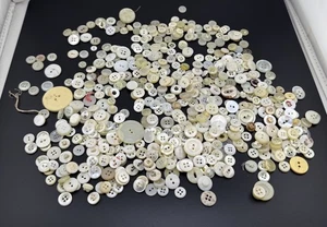 Vintage White Beige Pearl Glass Button Lot HUGE Accessories  - Picture 1 of 5