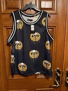 Smile Skelett Tank Top von RF Gr. L Neu mit Etikett Mesh Halloween Workout Smile Through It - Bild 1 von 1