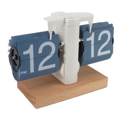 (Blue Page)Flip Desk Clock Flip Clock Retro Flip Clock Auto Mechanical Flip 12H - Image 1 of 4