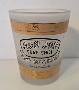 Ron Jon Shot Glass Coco Beach Florida Frosted Surfer Shark Gold Souvenir Barware - Picture 1 of 4