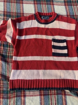 Suéter Vintage Liz wear Rojo Blanco Rayas Algodón Talla M Foto 1 de 4