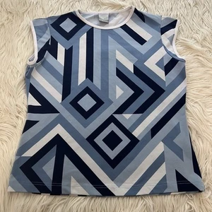 VINTAGE Nike Top Dri-Fit Performance Shirt Blau Geometrisch Damen Größe Large L - Bild 1 von 9