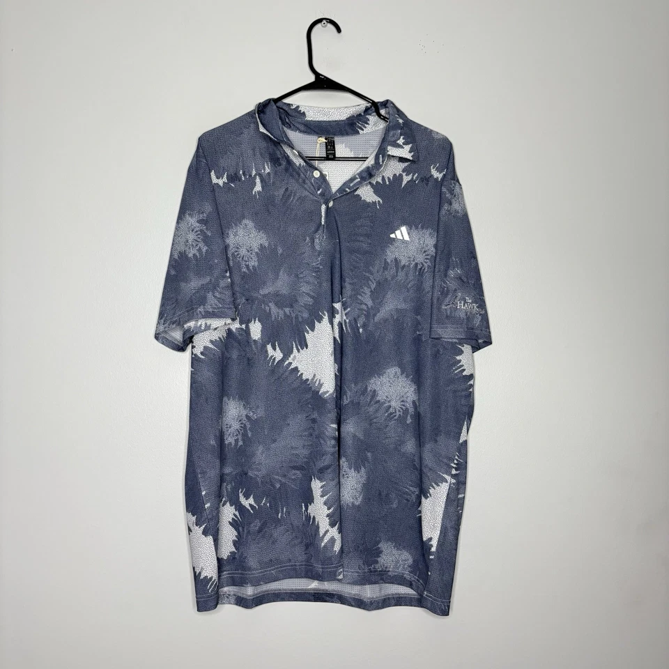 Adidas Golf Polo Shirt Wavy Mesh Blue Black Size Large ADVR0904