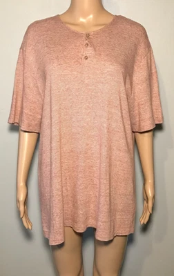 Joseph Abboud мужские размер L коньяк 1/4 кнопка застежки льняной хлопок ворота - Изображение 1 из 4