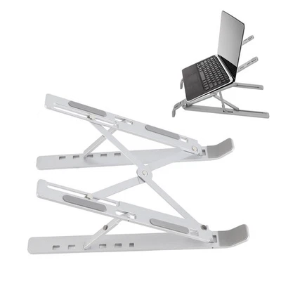 Silver Desk Laptop Stand Foldable Aluminum Alloy Computer Stand Portable - Image 1 of 4