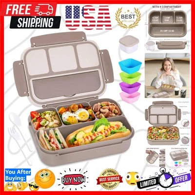 Brown Bento Box for Adults - 8-in-1 Food Container with Utensils Included - Image 1 of 4