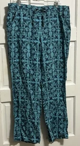 Tommy Bahama Women’s Linen Wide Leg Pants Boho Blue Green Turquoise Teal Sz 14 - Picture 1 of 9