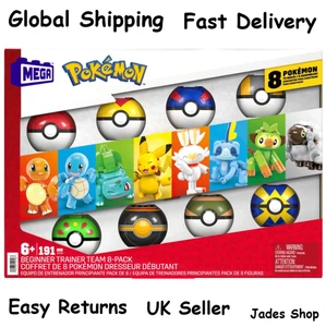 MEGA Pokemon Beginner Trainer Team 8 Pack Playset Bundle Kids Fun Toy Gift Set - Picture 1 of 6