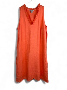 Tommy Bahama Two Palms Ruffle Linen Dress Coral Pockets Lined Size S - Bild 1 von 10