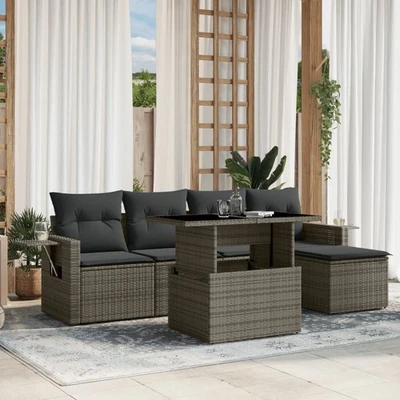 Vidaxl Gartenmöbel Sofa Garnitur Sitzgruppe Lounge 6-tlg. Schwarz Poly Rattan vi - Bild 1 von 4