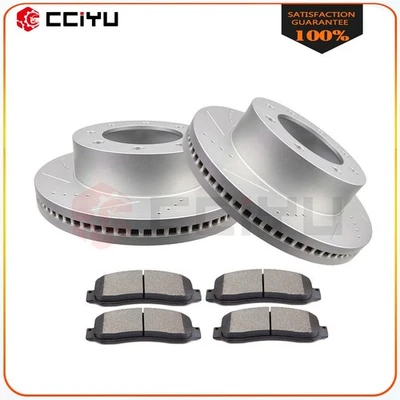Front Drill Slot Brake Rotors & Metallic Pads For 2005-2012 Ford F-350 F-250 DRW - Image 1 of 4