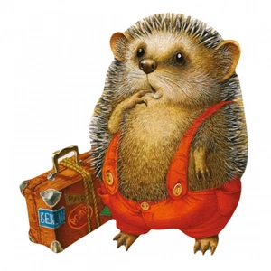 DAVICI WOODEN Jigsaw PUZZLE "Hedgehog The Traveler" 16x17cm 30pcs Beginner Level - Picture 1 of 4