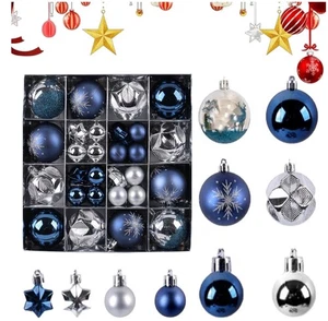 Palline di Natale blu e argento, decorazioni per albero di Natale blu | Set di 4 - Foto 1 di 9
