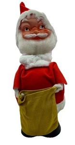 Santa & His Sack Nodder Cardboard Candy Container Plastic Face W. Germany 10.5”H - Picture 1 of 15