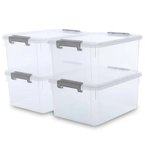 Citylife 17 QT Plastic Storage Bins with Latching Lids Stackable Storage Cont... - Picture 1 of 7