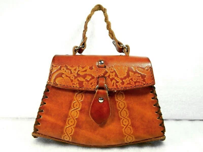 Handmade Leather Lady Wallet Purse Wristlet, Embossed Pattern - Image 1 of 4