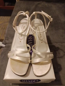 Shades White Satin Strappy Shoes With Box Size UK 4 - Picture 1 of 5