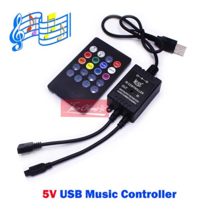 5V USB Music IR Controller 20 key Remote Sound Sensor For 5050 RGB LED Strip  - Image 1 of 4