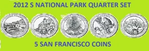 2012 S America the Beautiful Quarter Set di 5 monete - Foto 1 di 1