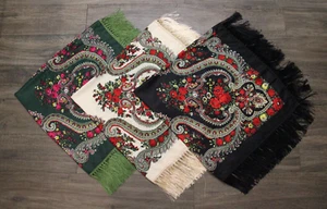 Russian Shawl Scarf Slavic Ethnic Folk Babushka Floral Scarf Modern Chic Boho - Picture 1 of 40