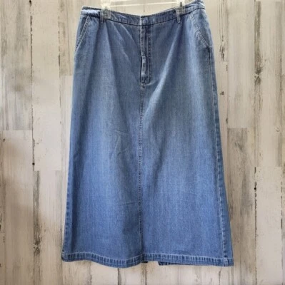 Kim Rogers Falda Denim Talla 16 Azul Jean Largo Midi Recto Lápiz Modesto Maxi Y2K Foto 1 de 4