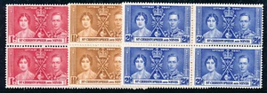 ST CHRISTOPHER AND NEVIS 1937 CORONATION BLOCKS OF 4 MNH - Picture 1 of 1