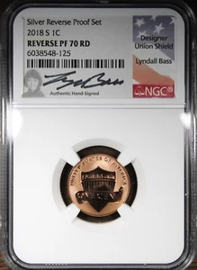 2018-S Reverse Proof Shield Lincoln Cent NGC PR70 RD Signed By Lyndall Bass - Picture 1 of 2