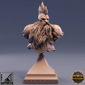 Bust Dwarf Warrior, Dungeons and Dragons, Unpainted RPG Fantasy Miniature,75mm - Picture 1 of 2