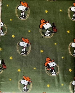 PEANUTS SNOOPY COWBOY WESTERN VERDE SCURO SET 3 LENZUOLA DOPPIE PROFONDE 13" BERKSHIRE - Foto 1 di 1