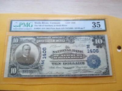 1902 $10 THE NB OF NEWBURY AT WELLS RIVER,VERMONT PMG VF35 - Image 1 of 3