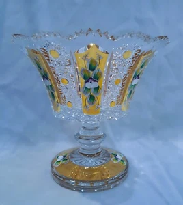 Schöne geschliffene Schale 21 cm verziert mit Gold und Emaille II - Bild 1 von 4