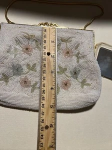 Vintage Handtasche mit Perlen und Original Spiegel (EB284) - Bild 1 von 6