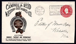 US 1923 ADVERTISING WESTERN SALE STABLES CO. OF ST. LOUIS, MO. COVER - Picture 1 of 2