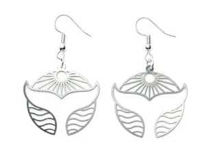 Pinna di Balena Orecchini Miniblings Pendente Oceano Delfini Inox Tondo Argento - Foto 1 di 4