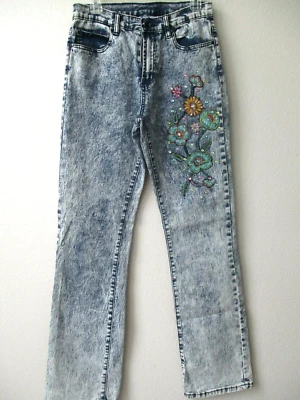 Jeans Bootcut Diane Gilman Floral Teñido en Inmersión Adornado Talla 10T Nuevos con Etiquetas Foto 1 de 4