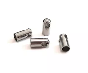 50pc Glue-in Cord End Cap Tips, Cord Cover, Stainless Steel, Cylindar, 3mm Hole - Picture 1 of 3