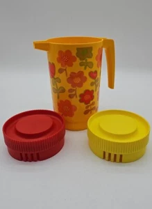 Alladinware Vintage Mod Groovy MCM 2 QT Flower Power Krug 70er Jahre zwei Deckel - Bild 1 von 16