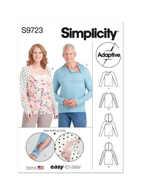 SIMPLICITY 9723 UNISEX SHIRT & BLOUSE Sewing Pattern Disabled Adaptive Clothing - Image 1 of 4