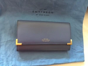 SMYTHSON of BOND Street Grosvenor Housekeeper Wallet, Leather , Dawn Blue BN! - Picture 1 of 1
