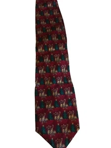 J. Garcia Christmas Reindeer & Tree Silk Tie Collection Thirty-Two Red - Picture 1 of 5
