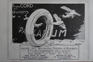 1925-26 PUB PALLADIUM CORD ARGENTEUIL PNEU AVION GEORGES VILLA FRENCH AD - Imagen 1 de 1