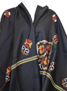 Handgewebter Wollmischung Schal Halstuch schwarz aus Indien! - Bild 1 von 5