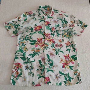 Tommy Jeans 1985 Hilfiger Mens 2XL Linen Blend Floral Short Sleeve Button Shirt - Picture 1 of 18