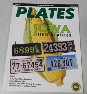ALPCA PLATES magazine June 2012 Iowa license plates - Picture 1 of 1