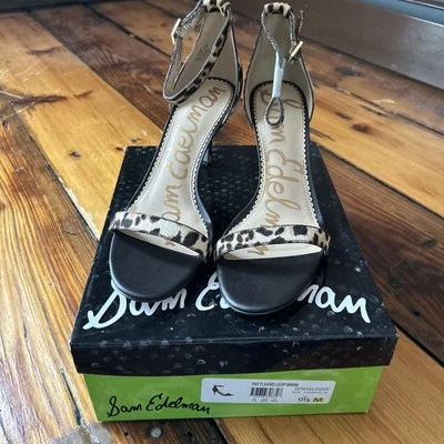 Sam Edelman Patti Womens Leopard Animal Print Ankle Strap Open Toe Heels 9.5 - Image 1 of 4