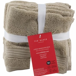 Ted Baker Washcloth 4 Piece Set Brown Wash Cloth 13" x 13" - Imagen 1 de 2