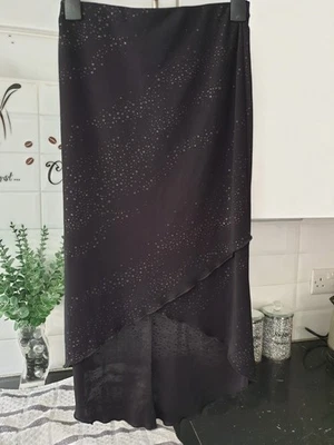 Ladies Sheer Fabric Midi Length Stretch Skirt With Glitter Detail Size 10 - Image 1 of 4